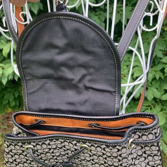 vintage y2k Coach backpack  6342 Legacy Signature C black grey Jacquard - Picture 7 of 11
